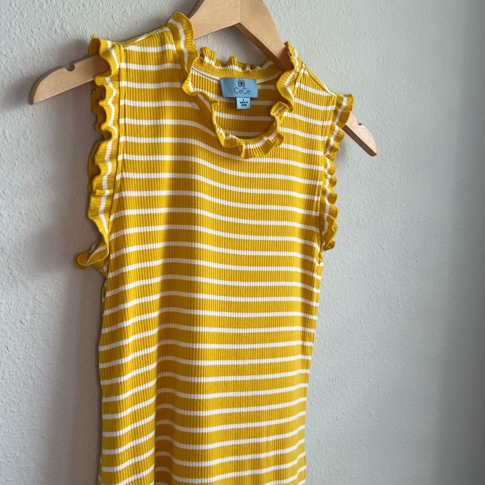 CeCe Striped Ruffle Sweater Tank - Picture 3 of 8
